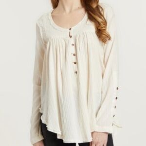 Free people Women's Cream Button-Down Top